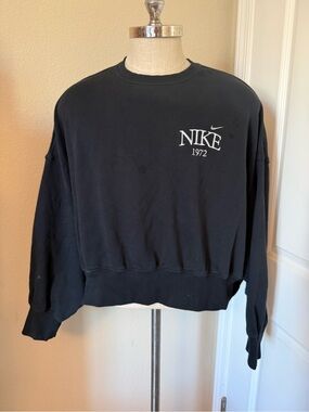 Nike Black Crewneck Sweatshirt with White Embroidered Logo